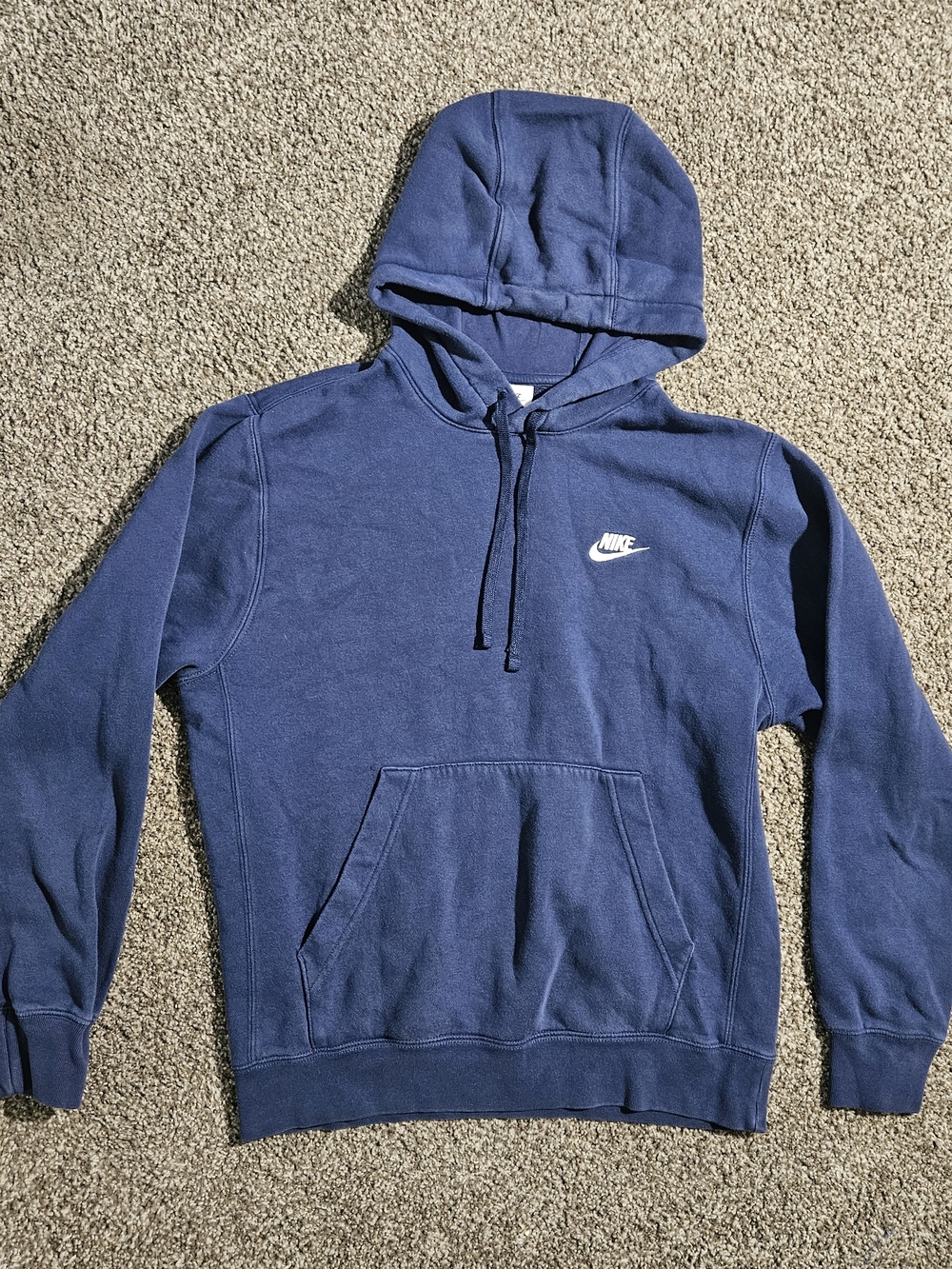 Nike Men's Blue Solid Pullover Hoodie w/ Drawstring, Logo & Pockets Size Small